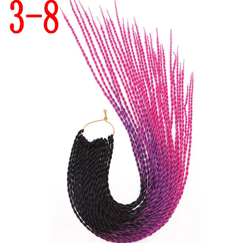 3-8 MERISIHAIR Ombre Сенегальские крученые волосы на крючках косички 24 дюйма 30 корней/упаковка синтетические косички волосы для женщин серый, синий, розовый, бро - Цвет: 3-8