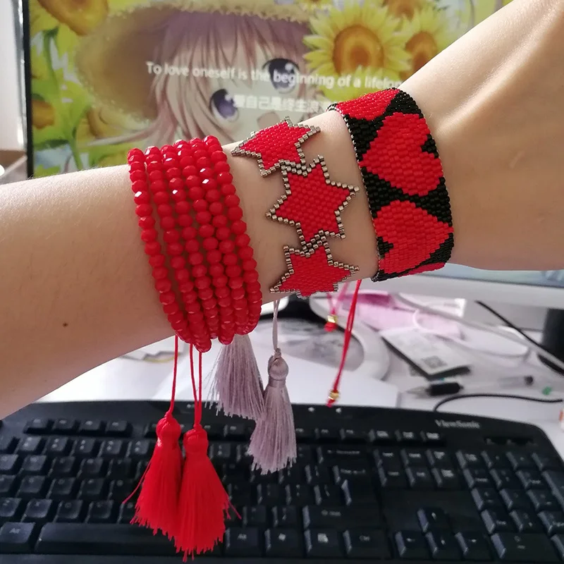 MIYUKI-110 SHINUSBOHO 5X панк Миюки очаровательный браслет дружбы фенечки готический рок золотые заклепки мужские ювелирные изделия State мужчины t браслеты для женщин - Окраска металла: MIYUKI-110