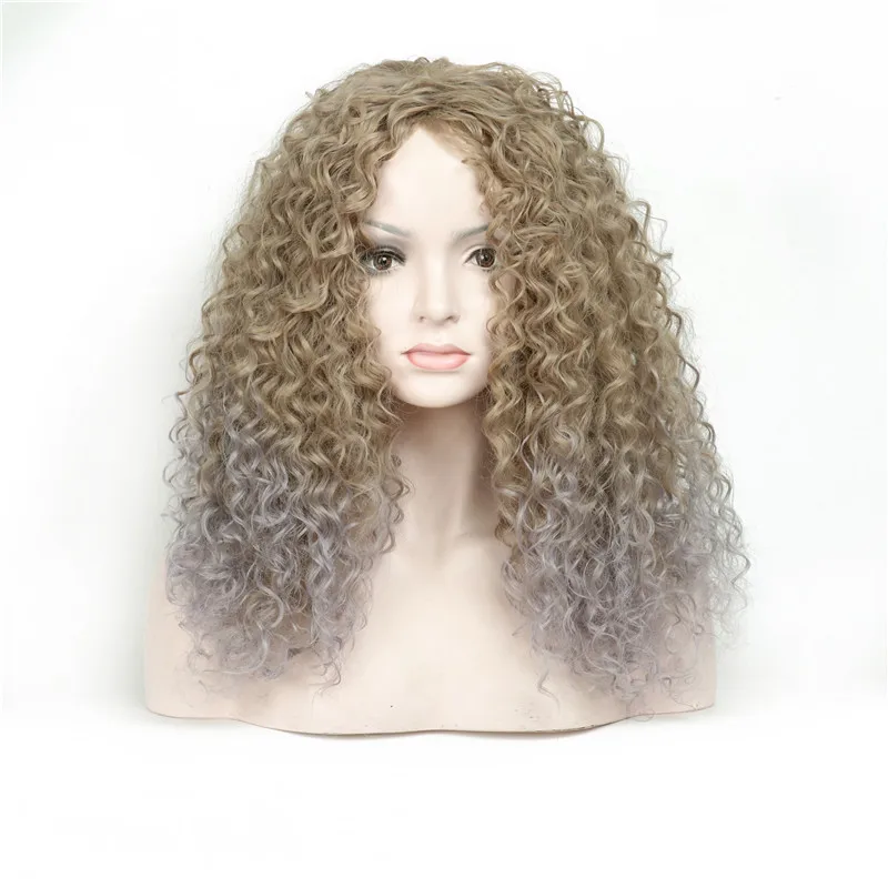 

Synthetic Curly Wig for women Right Side Parting NONE Lace Heat Resistant Replacement Blonde Wig Full Machine Made
