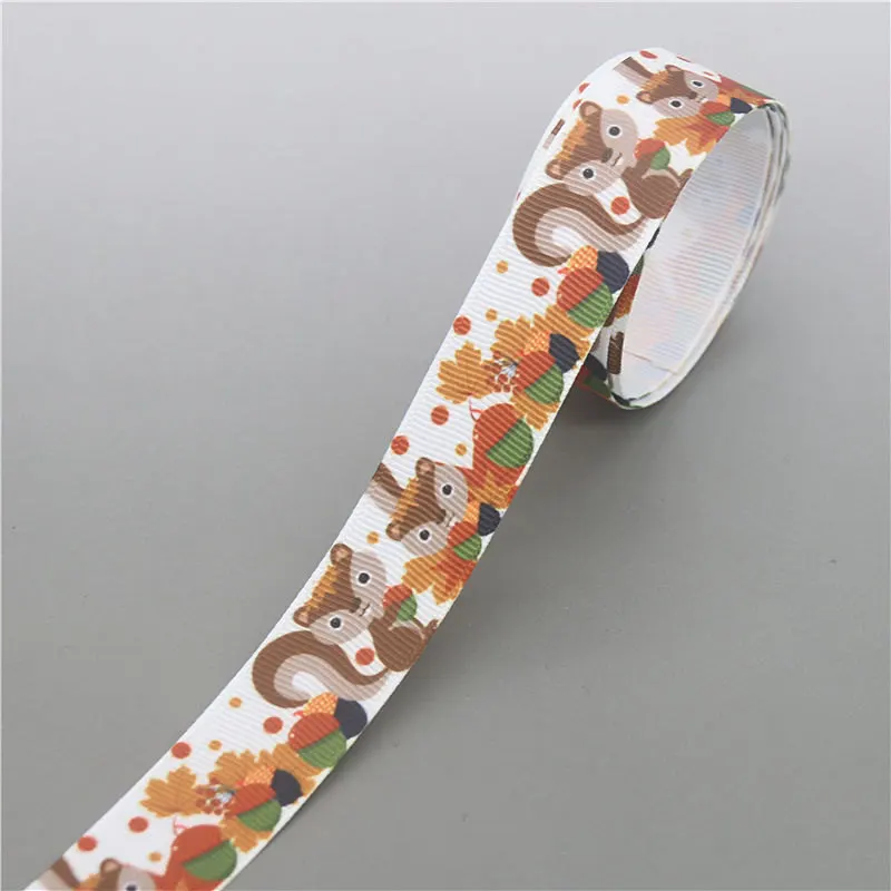 DHK 5 ярдов животные белка маска ленивого напечатан Grosgrain ленты ленточный