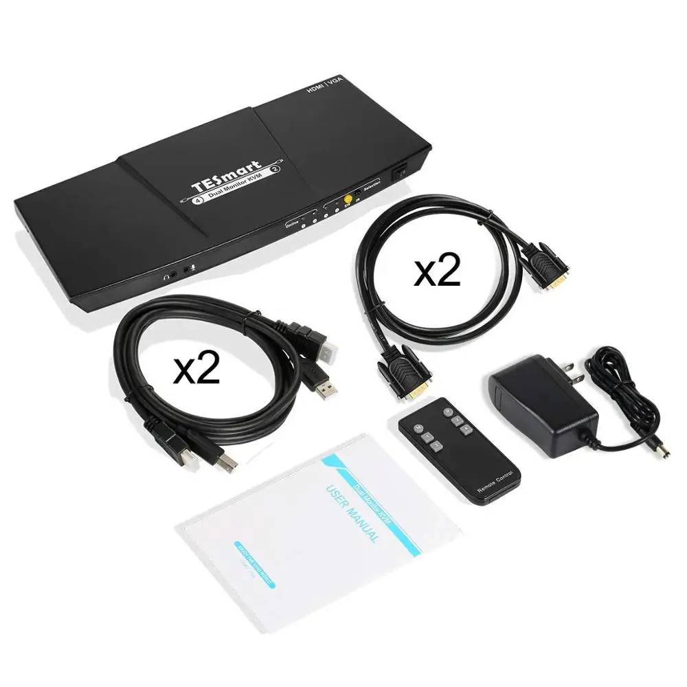 4K HDMI двойной монитор KVM переключатель 4 порта вход(2 HDMI+ 2VGA) 2 выхода порта(HDMI) KVM переключатель HDMI Поддержка USB 2,0 4K@ 30 Гц 4 кабеля