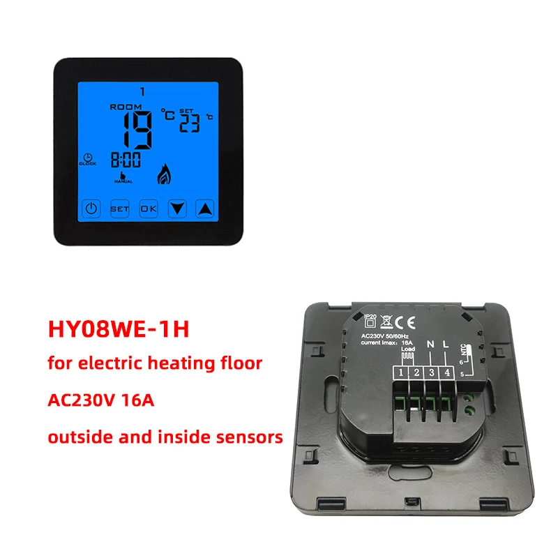 Electric Black HY08 3A 16A MINCO Терморегулятор с ЖК-сенсорным экраном термостат для электрического отопления напольная система комнатный регулятор температуры - Цвет: Electric Black