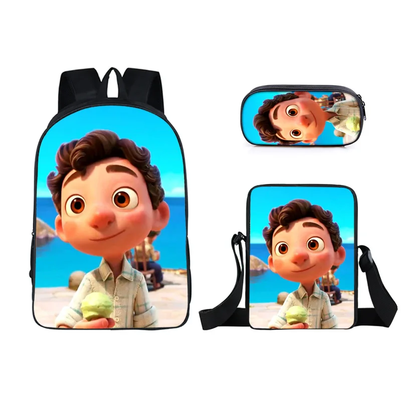 

Luck Animation Cartoon Surrounding Student Schoolbag Single-layer Pencil Case Polyester Small Satchel Three-piece Set