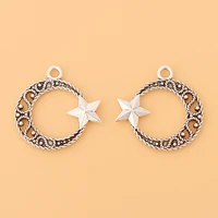 100pcslot tibetan silver crescent moon star circle charms pendants beads for bracelet necklace jce jewelry making accessories