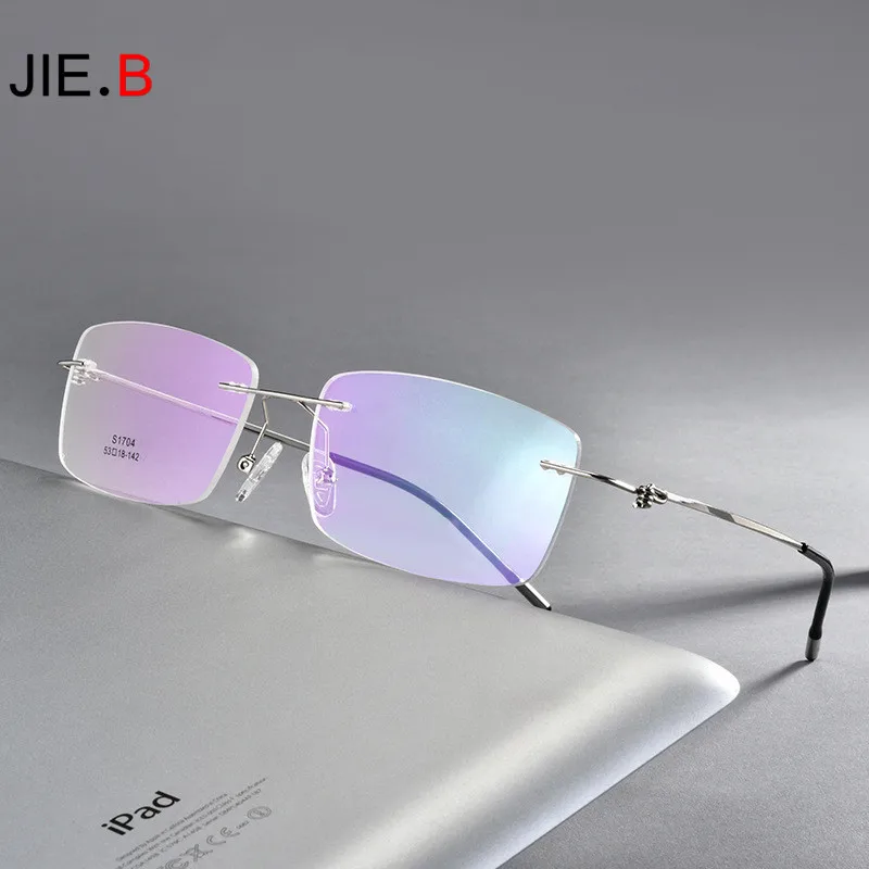 

High Quality Ultra Light Fashion Titanium Alloy Men's Business Rimless Glasses Goggles Optical Glasses Prescription Myopia