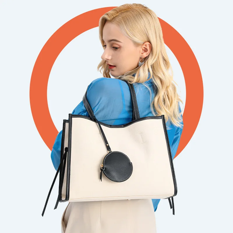 

Вместительная простая однотонная Холщовая Сумка через плечо для женщин, модная дорожная сумка-тоут для покупок, Женская Роскошная трендова...