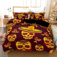 free dropshipping 3d digital printing bedding set queen king size skull single only 1 pillowcase black skull
