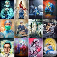 chenistory oil painting by numbers doctor nurse diy paint by numbers figure on canvas home decoration diy frame digital painting
