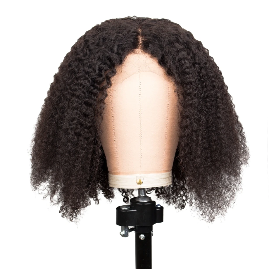 

Афро кудрявые короткие боб парик фронта шнурка человеческих волос парики для черных женщин бразильские предварительно сорванные remy натура...