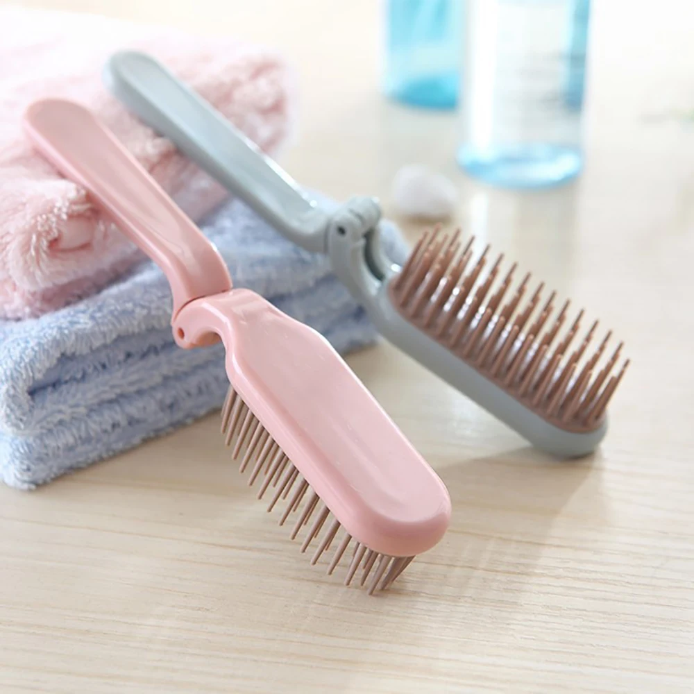 

1pc Foldable Hair Comb Portable Travel Curling Straight Hair Brush Soft Tooth Anti Static Head Massager Hair Styling Accessaries