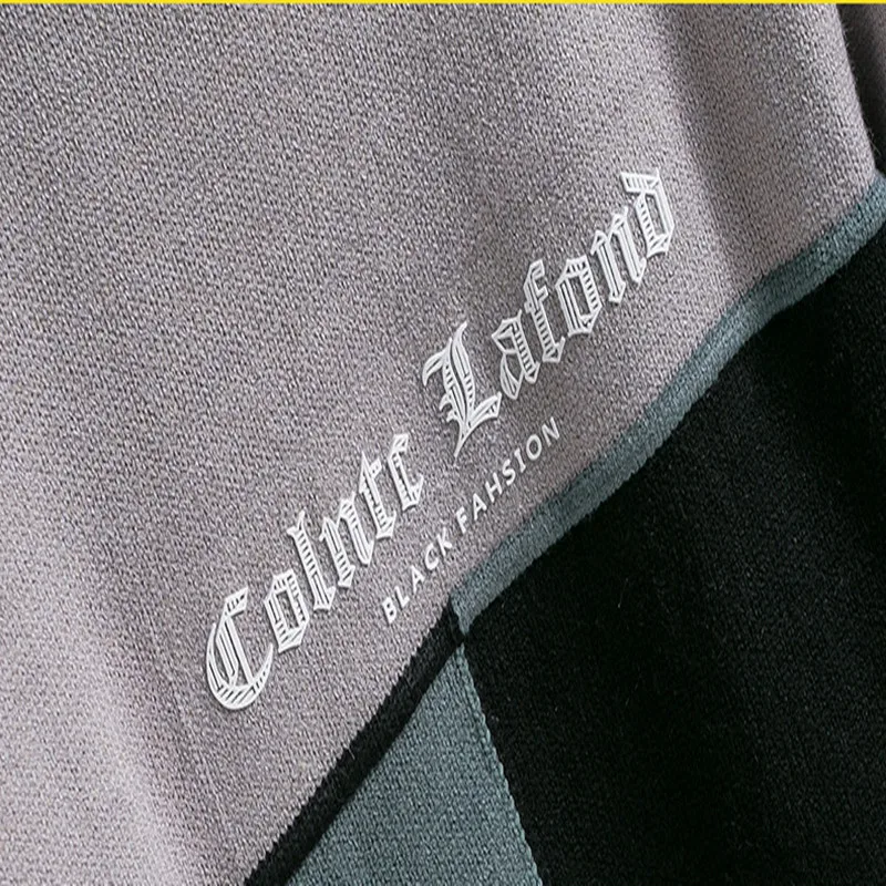 

Men's Turtleneck Half Pullover Warm Autumn Winter Patchwork Spacious Long Sleeve Casual Clothes Knitted Male Sweater Pull Homme