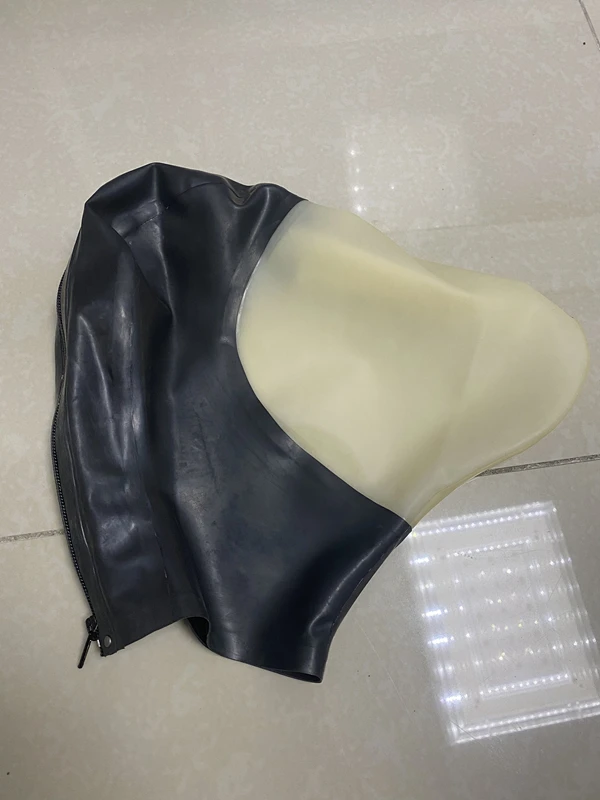 Шлем для лица из прозрачного латекса Instock с задней молнией и дышащим отверстием спереди, размеры S/M/L.