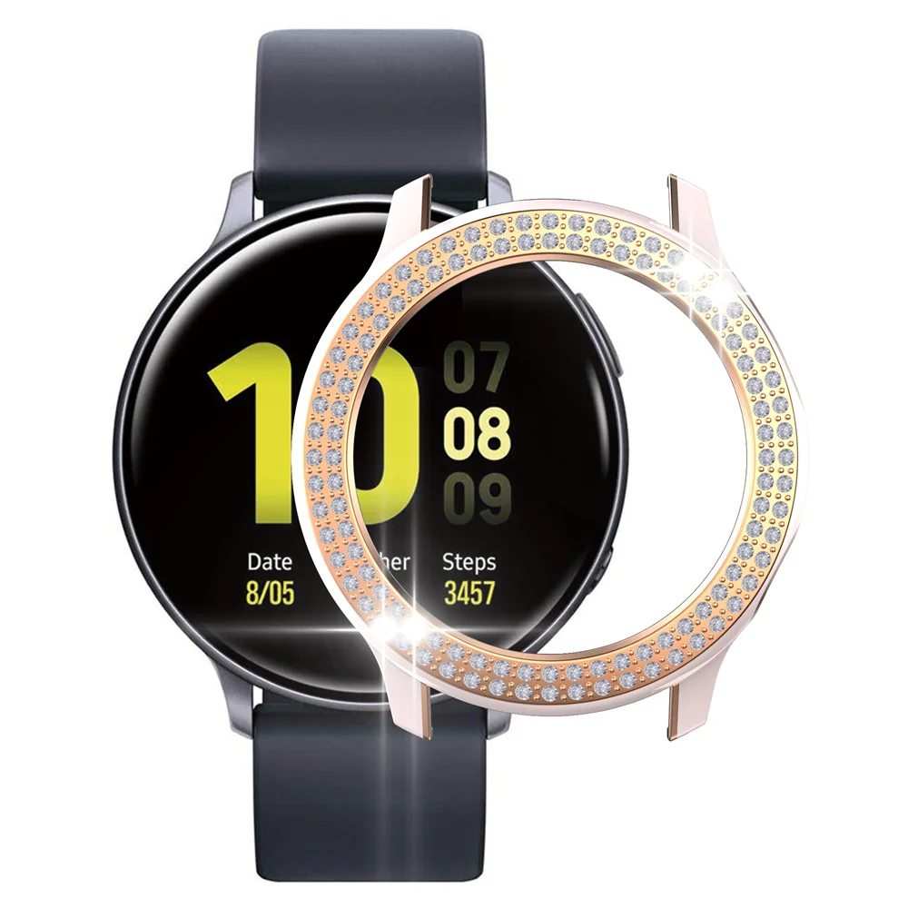 Женский двухрядный Алмазный чехол из поликарбоната для Samsung Galaxy Watch Active 2 40 мм 44