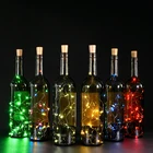 Сказочная гирлянда из серебристой проволоки, 1 м, 2 м, пробка для бутылки, светодиодная гирлянда для поделок, украшение для свадьбы, Рождества, Нового года, праздника