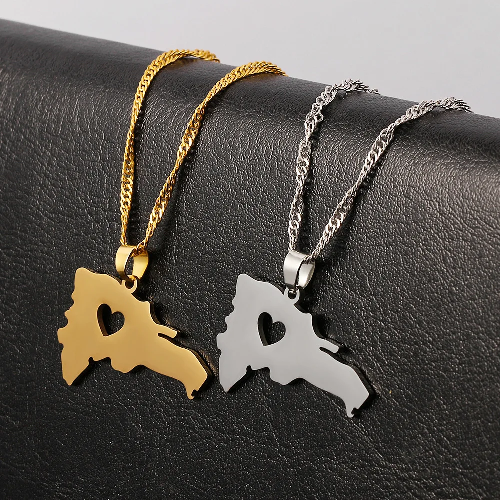 Ожерелье женское из нержавеющей стали с подвеской в виде карты Доминиканской