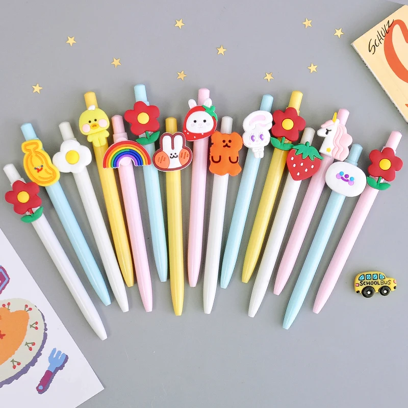 

6pcs/set cartoon animals gel pen 0.5mm cute flower writing pens kawaii press gel pens for studentl novelty stationery for kids