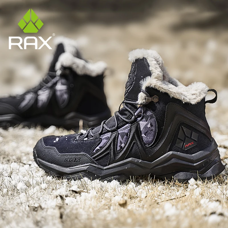RAX Men Hiking Shoes winter Waterproof Outdoor Sneaker Men Leather Trekking Boots Trail Camping Climbing snow Sneakers Women