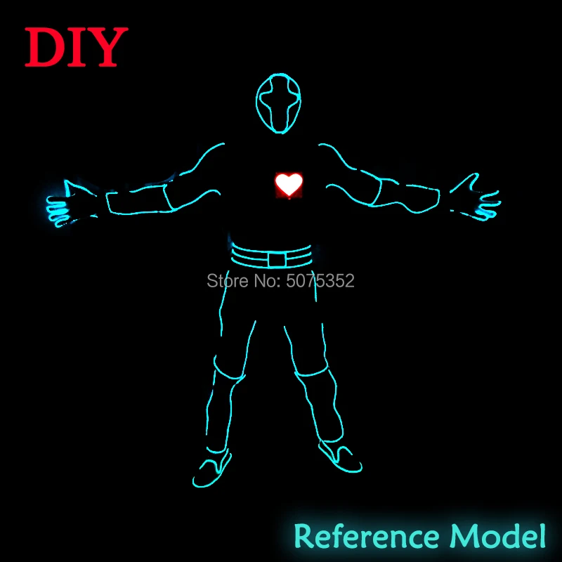 Событие вечерние шикарные EL кабель костюм для танцев DJ диско Led на Хэллоуин