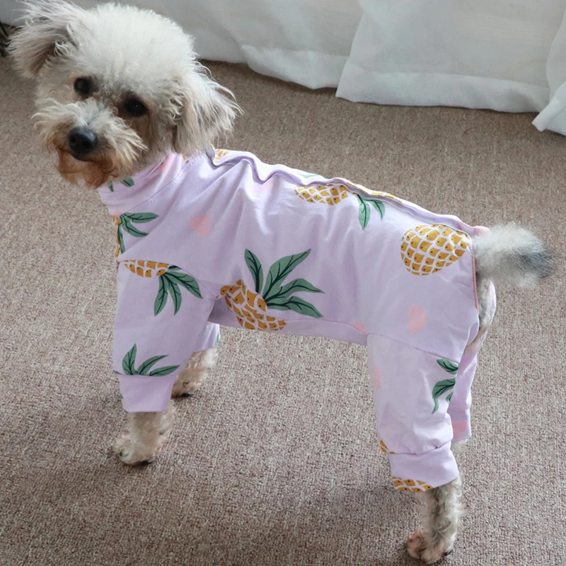

Pet Dog Jumpsuit Thin Printed Overalls 100%Cotton Puppy Clothes Protect Belly Pajamas For Small Dogs Chihuahua Poodle Home Wear