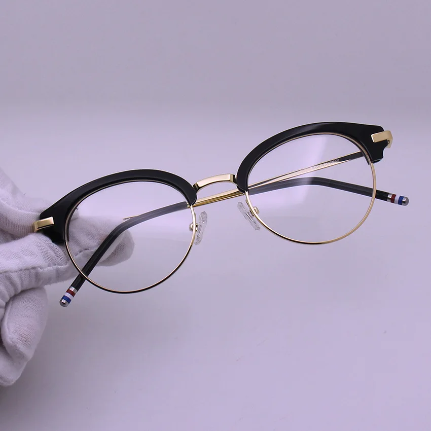 

New Half Rim Retro Round Acetate Reading Glasses Frame For Men Women Prescription Eyeglass Frames Classic Myopia Optical Eyewear