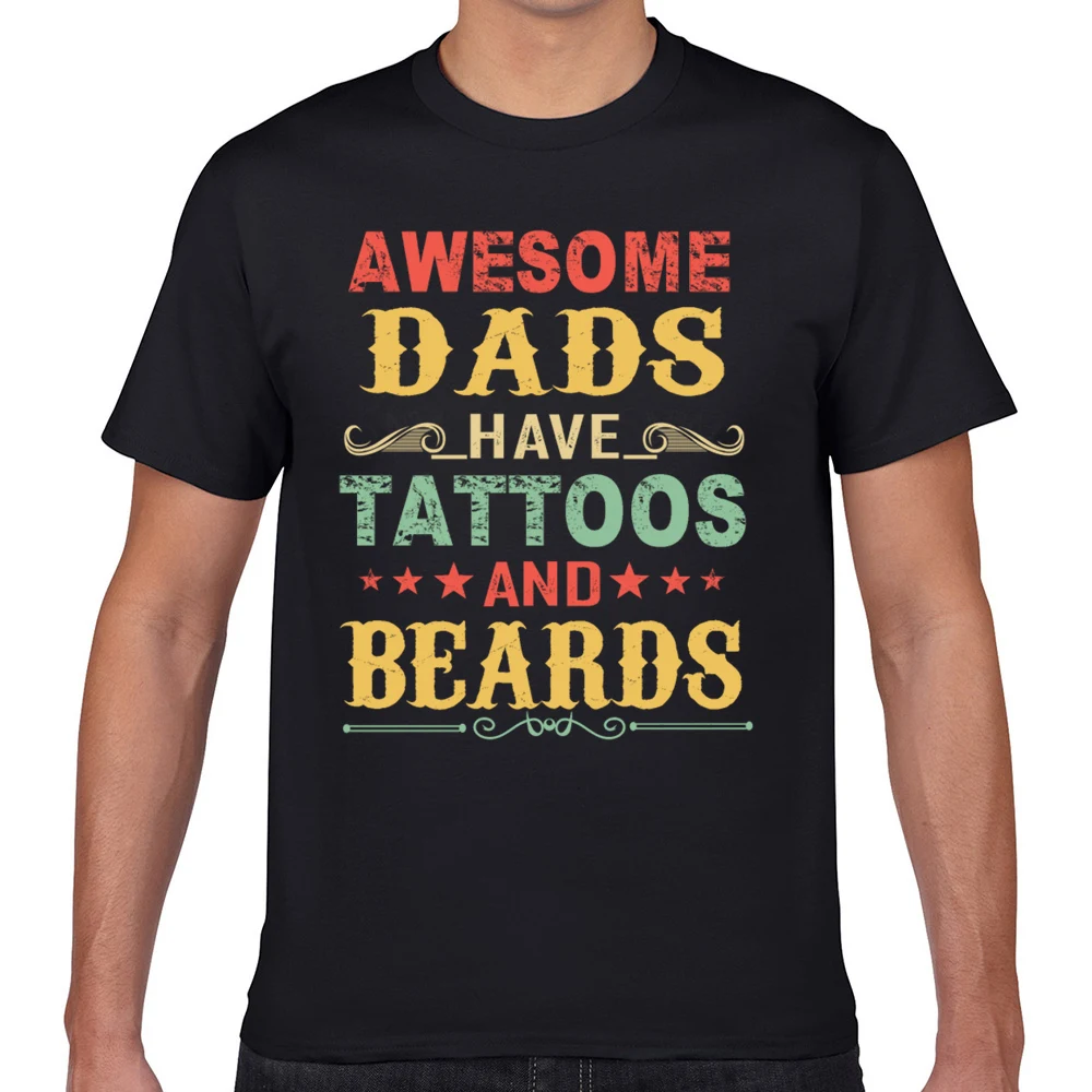 Топы Футболка Для мужчин awesome пап есть татуировки и бороды fathers day пикантные Harajuku