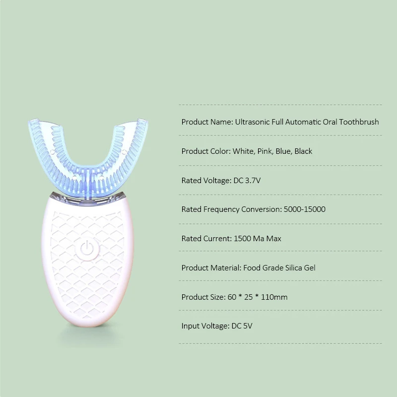 

U Shape Electric Toothbrush 360 Degree Automatic Sonic Silicone Ultrasonic Electronic Tooth Brush USB Rechargeable Teeth Cleaner