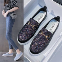 sports shoes women 2021 new spring summer and autumn korean sequined flat bottomed lazy pedal casual womens shoes