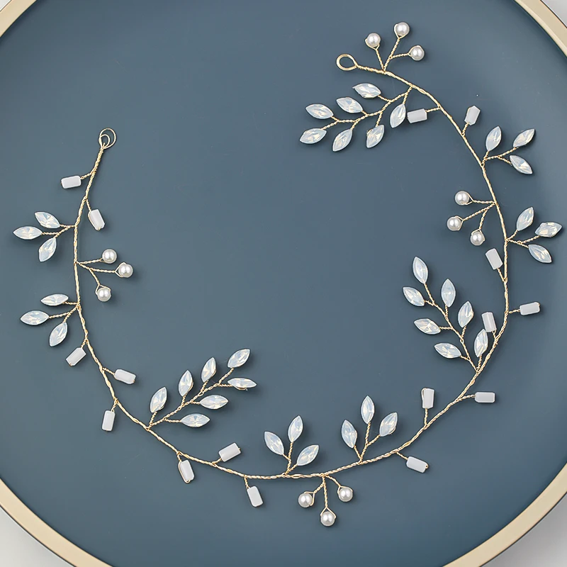 Новинка модные свадебные украшения для волос Золотая жемчужина диадема повязка