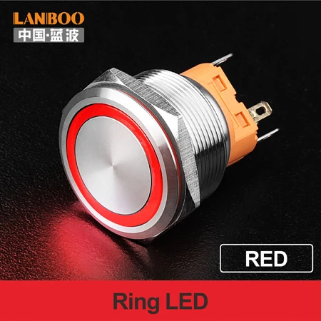 Red LED Ring 25 мм SPST 12 вольт led подсветкой DPDT мини кнопочный переключатель для мусора - Цвет: Red LED Ring