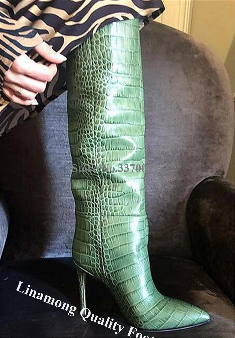 Женские сапоги на шпильке с острым носком и принтом | Обувь