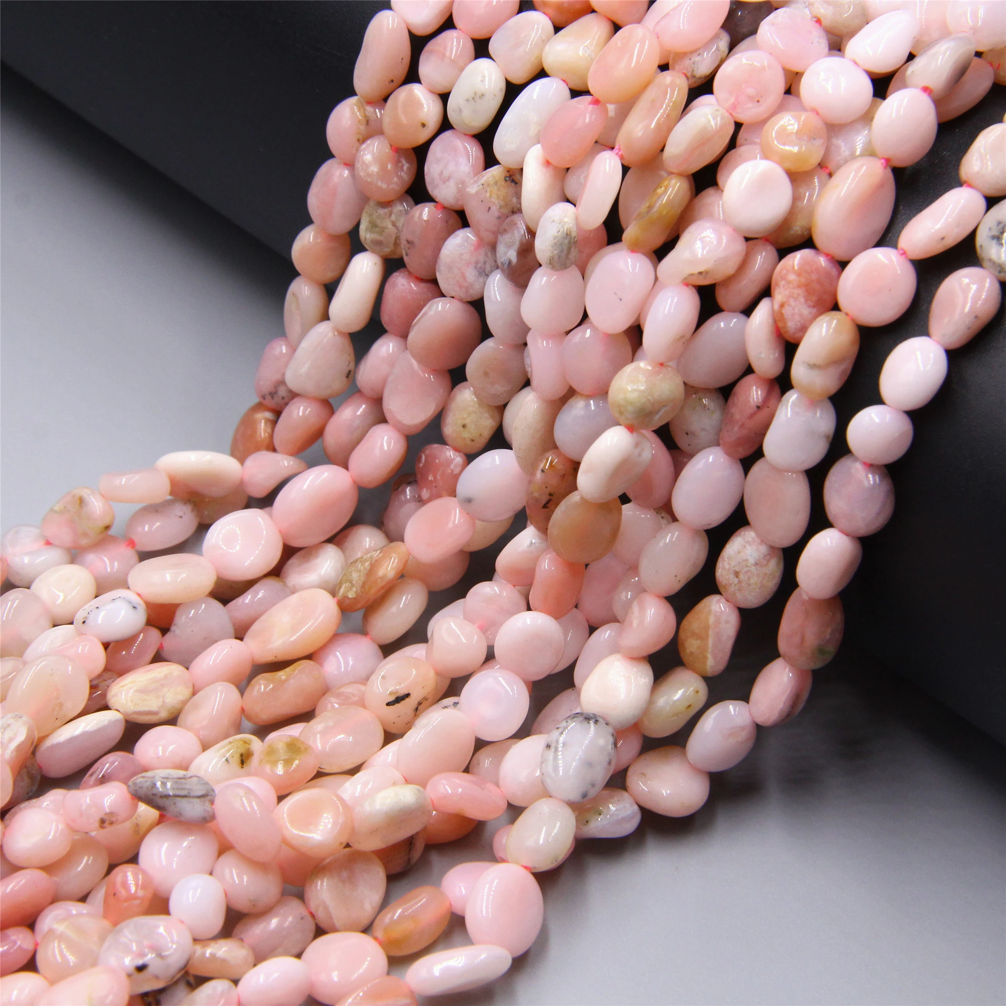 

6-8mm freeform natural pebble genuine Pink Opal loose beads for jewelry making natural stone beads diy bracelet jewelry beads