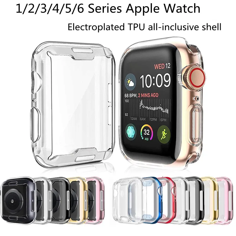 

Correa Apple Watch SE 6 Series Ultra-Thin Electroplating Case Solo Loop For Sports iWatch Series 5 4 3 44MM Soft Transparent TPU