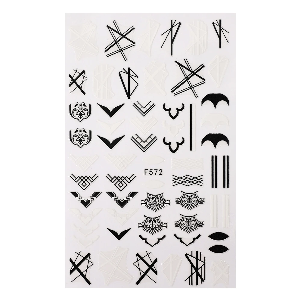 1 шт. 3D-наклейки для ногтей с изображением белых черных цветов и листьев | Красота