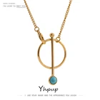 Круглое ожерелье из нержавеющей стали Yhpup, массивное ювелирное изделие, металлическое ожерелье из 18 К камня, ожерелье из нержавеющей стали для женщин