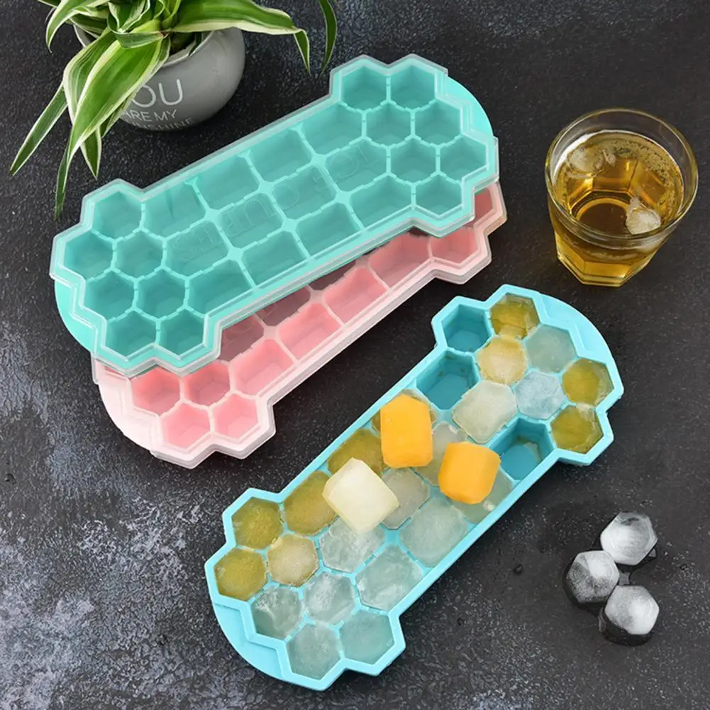 

Easy Clean Flexible Kitchen Silicone Ice Cube Tray Transparent Cover Ice Tray Anti-deform for Interior