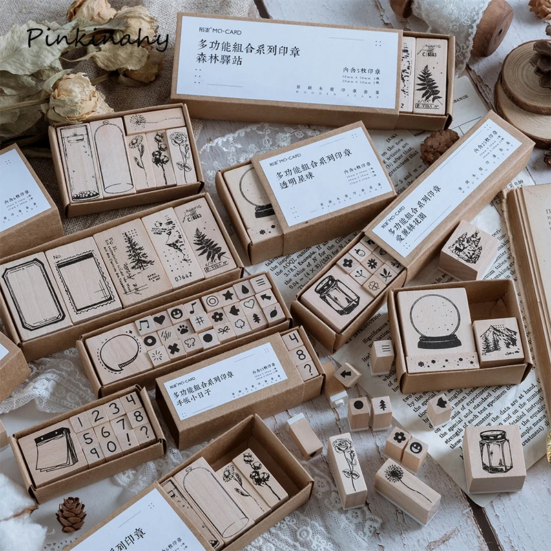 Винтажные образцы растений деревянный штамп 1 набор для рукоделия скрапбукинга