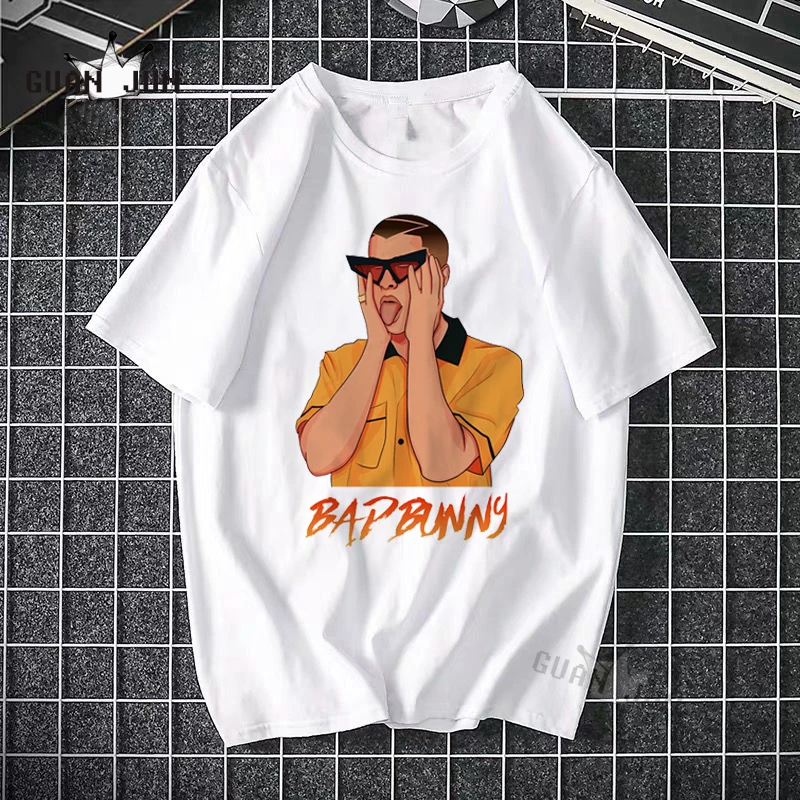 Футболка Bad Bunny Мужская/Женская хлопок Повседневная рубашка в стиле Харадзюку топ