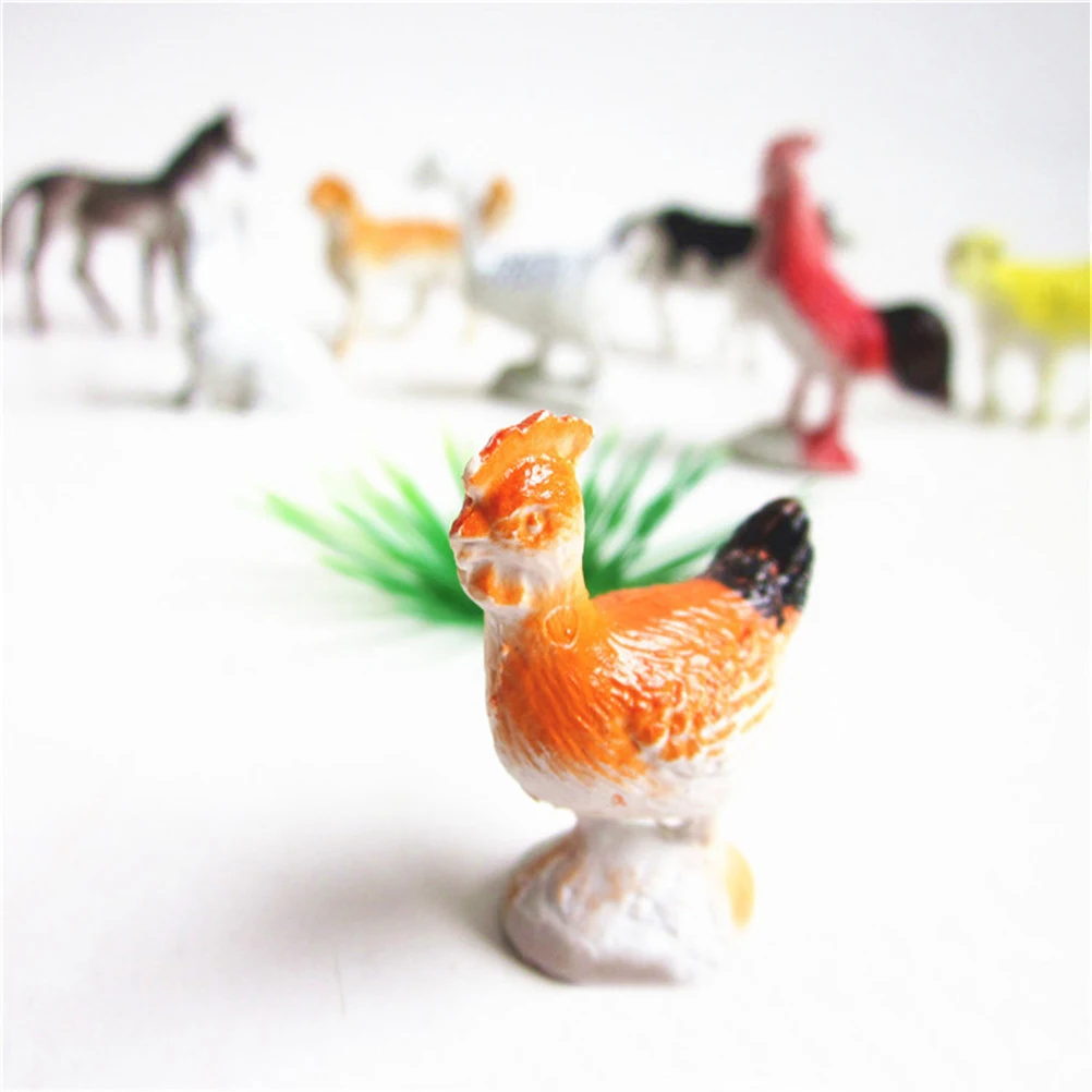 

8 Pieces Small Farm Animals Models Chicken Duck Gift Kids Figures Figurines Set Toys Simulation Horse Cat Dog Cow Pig Sheep