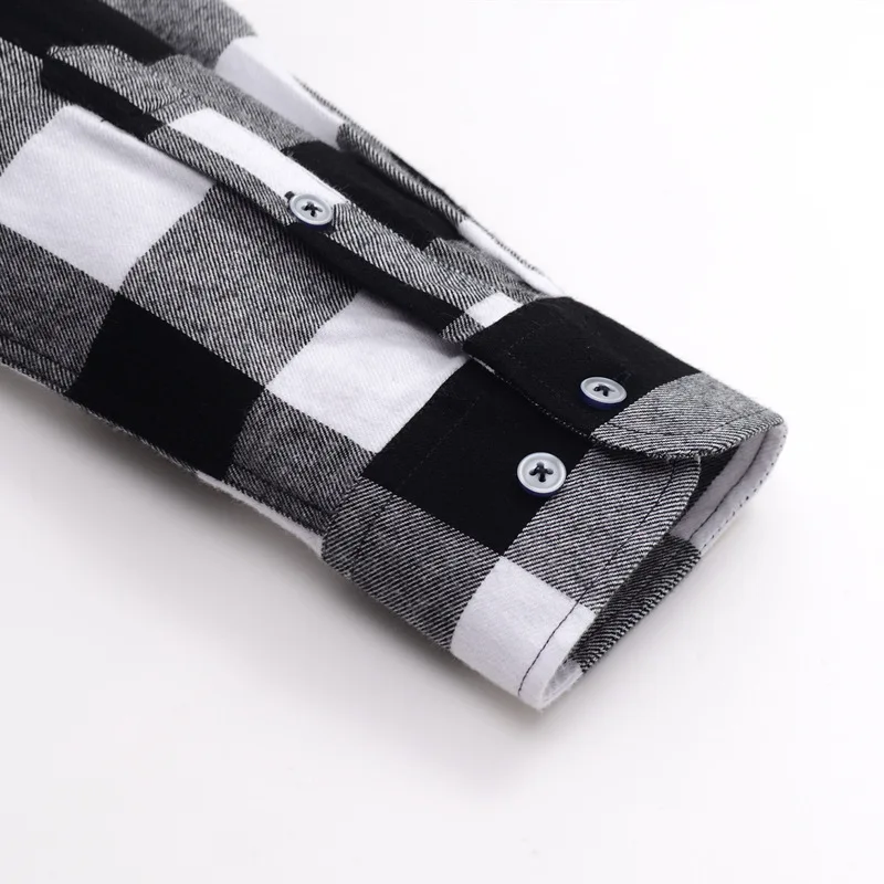 

Men's Fashion 100% Cotton Brushed Flannel Striped Shirts Single Pocket Long Sleeve Youthful Soft Casual Plaid Checkered Shirt