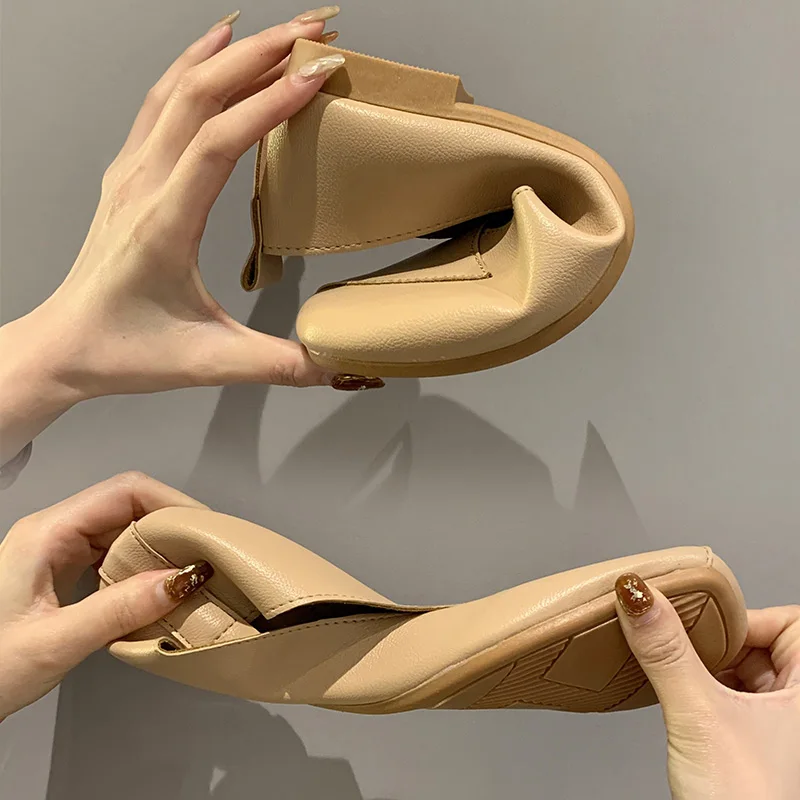 

Grandma Shoes Soft Women's Moccasins Elegant Female Footwear Shallow Mouth Square Toe Modis Casual Sneaker Dress Retro 2021 Summ