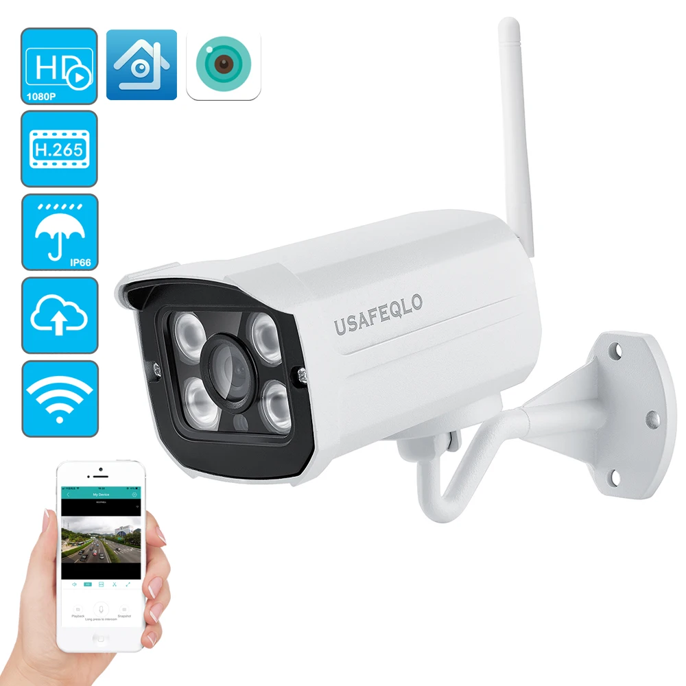USAFEQLO 1080P ip-камера Wifi ИК ночного видения sd-карта беспроводная камера 2MP пуля Onvif CCTV наружное видеонаблюдение