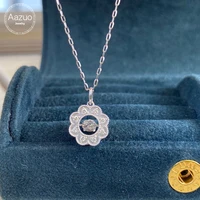 aazuo 18k orignal white gold real diamond 0 30ct flower snowflak necklace gifted for women wedding link chain au750
