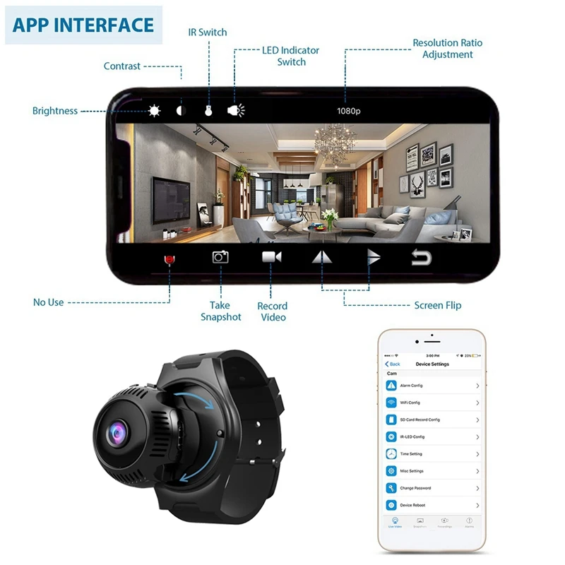 MOOL новая мини камера HD 1080P ночное видение маленькие микро-Видео Часы Wifi IP корпус с