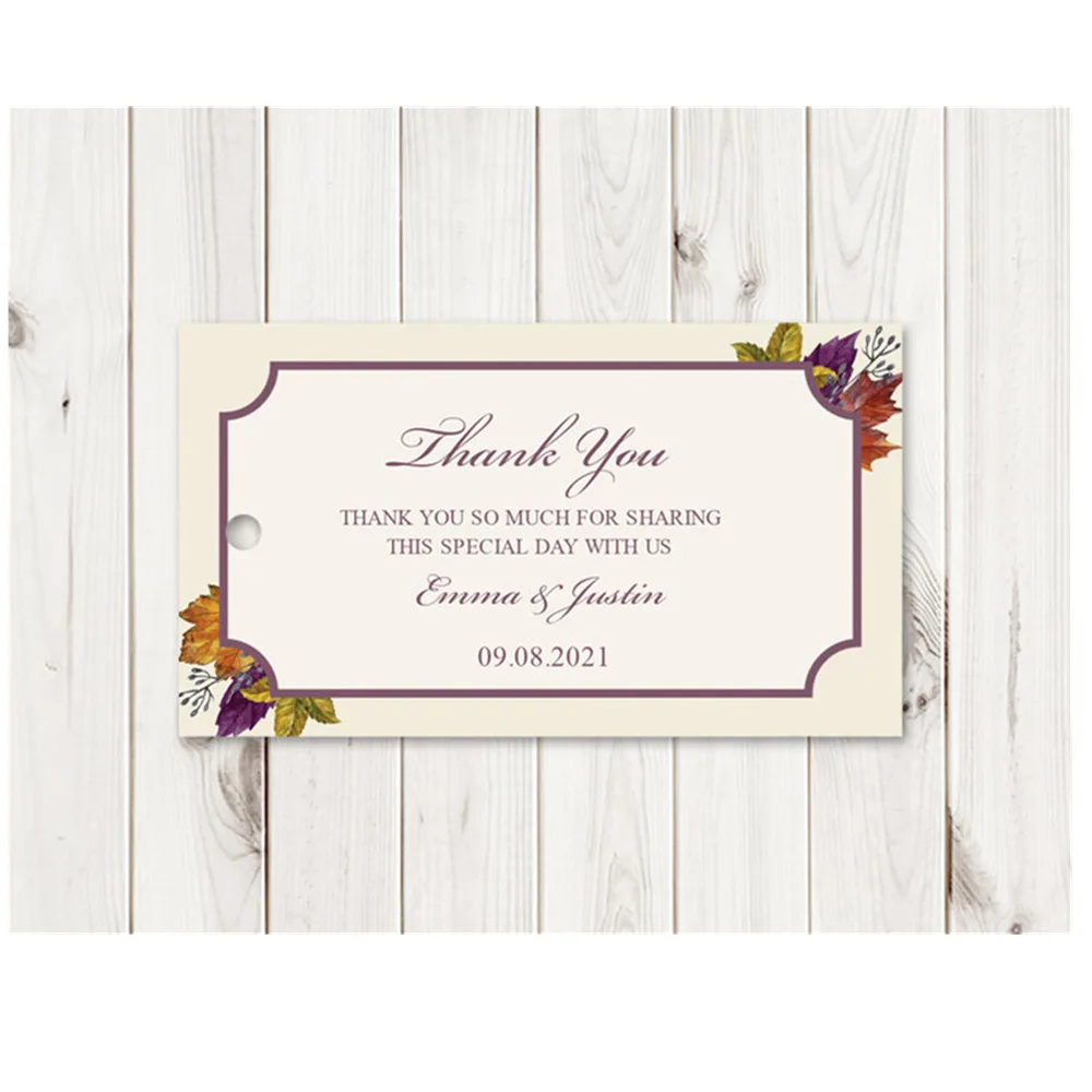 Заказные Свадебные бирки Свадебный ярлык осенние листья Персонализированные