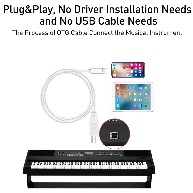 OTG кабель для IPhone MIDI USB Тип B инструмент адаптер 12 11 X XS MAX XR 8 7 6 Электрический Аудио