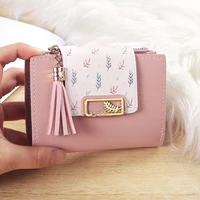 2021fashion womens wallets tassel short wallet for woman mini coin purse ladies clutch wallet female pu leather card holder