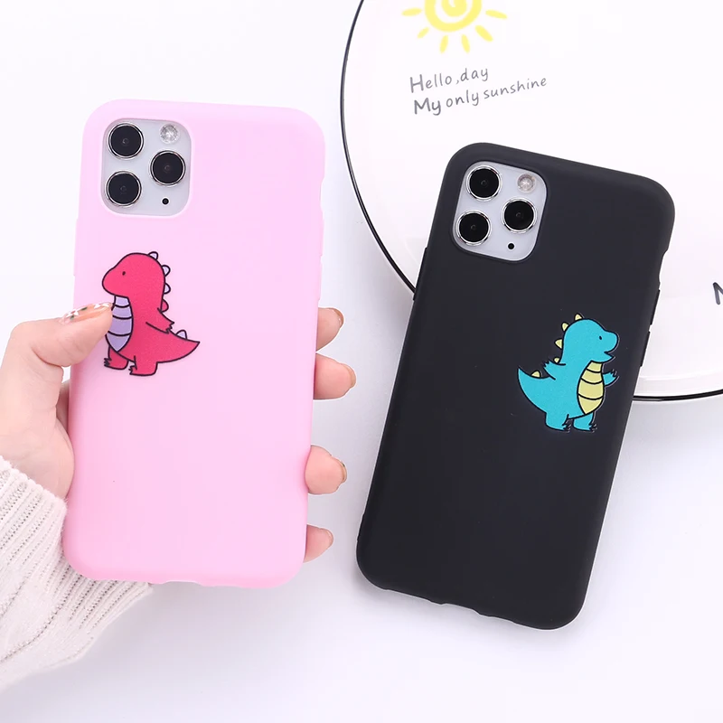 

Cute Cartoon Dinosaurs Full Protection Case For iPhone 12 Mini 11 Pro Max 7 8 6 6S Plus XR X XS MAX SE Soft Phone Cover Fundas