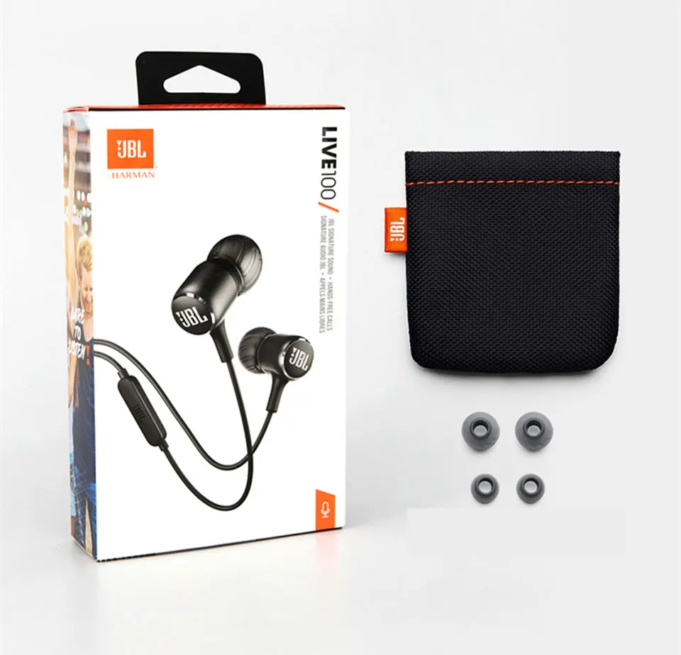 JBL LIVE100 3,5 мм проводные наушники стерео звуковая линия управления Спортивная гарнитура Live 100 Глубокий Бас Звук Наушники громкой связи с микрофоном