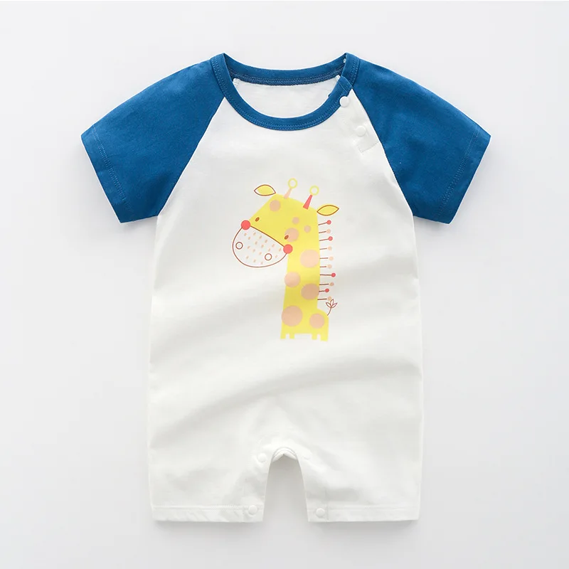 Летняя новая стильная одежда для маленьких девочек и мальчиков хлопковый цельный костюм с короткими