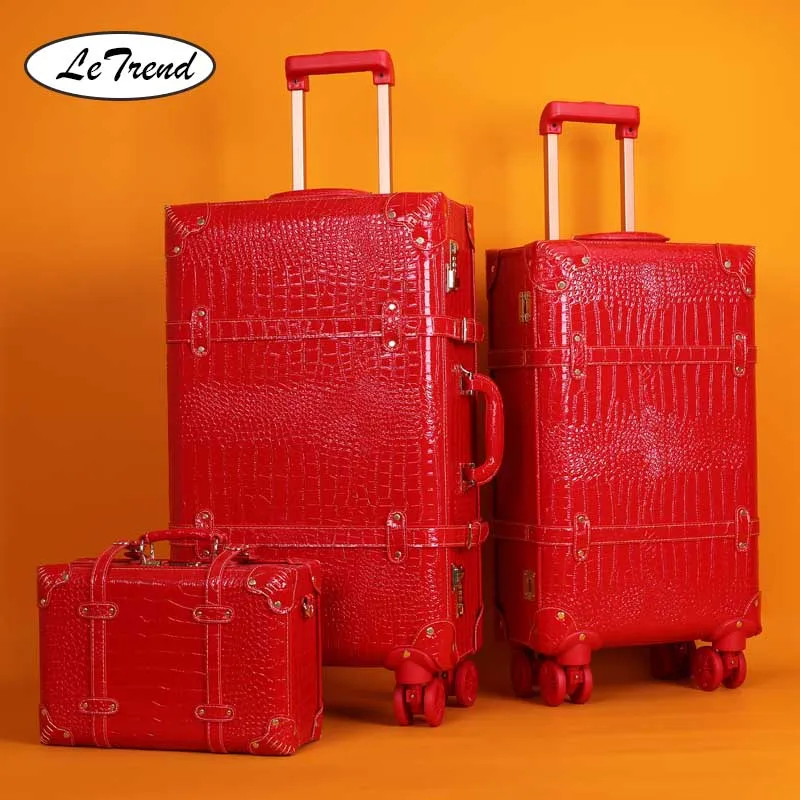 LeTrend красный свадебный съемный Спиннер набор чемоданов на колесиках для женщин
